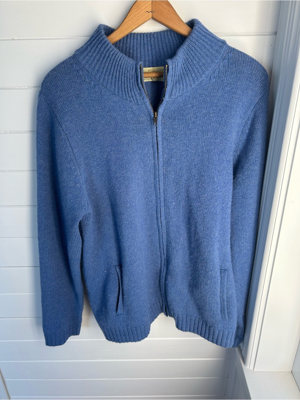 Irelandseye Wool Cashmere Blue Full Zip Sweater Cardigan